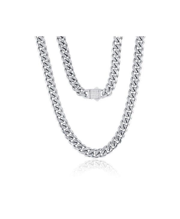 メタロ レディース アクセサリー ネックレス・チョーカー・ペンダントトップ Tシャツ レース Metallo Stainlessteel Miami Cuban CZ Lock Necklace Si 23,100円