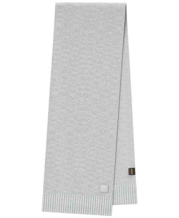 ヒューゴボス メンズ アクセサリー マフラー・ストール・スカーフ ニット Hugo Boss Mens Akaio Plain Knit Scarf Silver シルバー