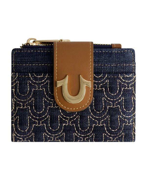 トゥルーレリジョン レディース アクセサリー 財布 キルティング True Religion Horseshoe Quilted Small Wallet Dark denim デニム
