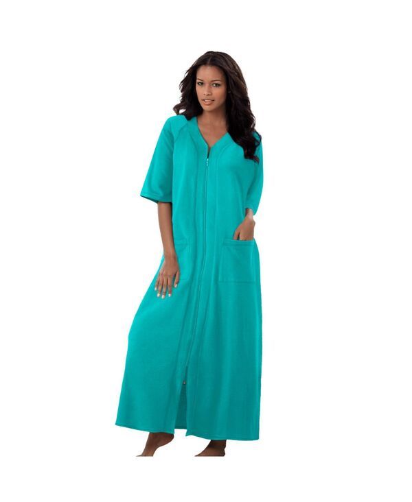 ドリームスアンドコー レディース アンダーウェア ナイトウェア プラスサイズ プチ パイル Dreams Co Petite Plus Long French Terry ZipFront Robe