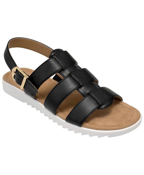 エアロソールズ レディース シューズ サンダル Aerosoles Womens Jara Fisherman Round Toe Sandals Black Faux Leather ブラック