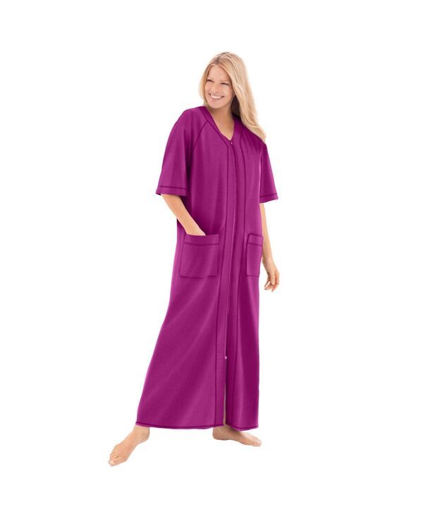 ドリームスアンドコー レディース アンダーウェア ナイトウェア プラスサイズ プチ パイル Dreams Co Petite Plus Long French Terry ZipFront Robe