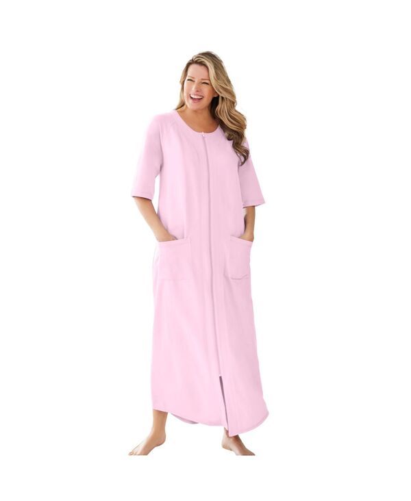 ドリームスアンドコー レディース アンダーウェア ナイトウェア プラスサイズ プチ パイル Dreams Co Petite Plus Long French Terry ZipFront Robe