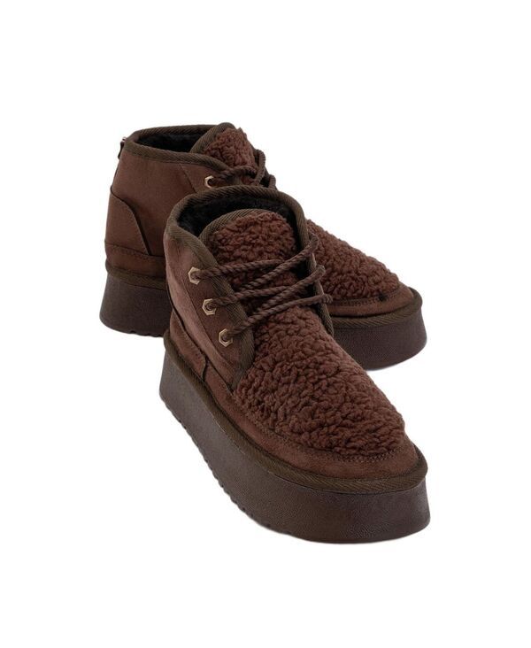 プロローグシューズ レディース ブーツ・レインブーツ レース Prologue Shoes Tyson Lace Up Boot Women Brown suede faux leather ブラウン