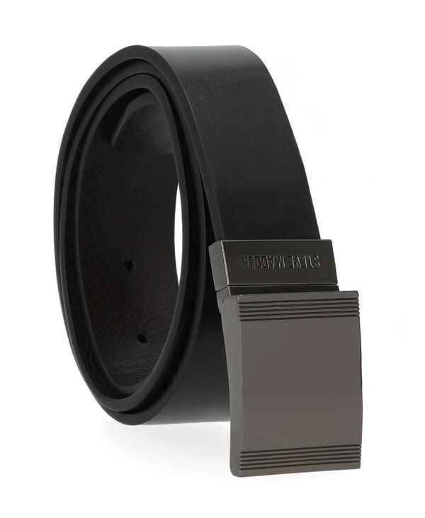 スティーブ マデン メンズ アクセサリー ベルト Steve Madden Mens 35mm Cut Edge Reversible Plaque Buckle Belt BlackBrown ブラ