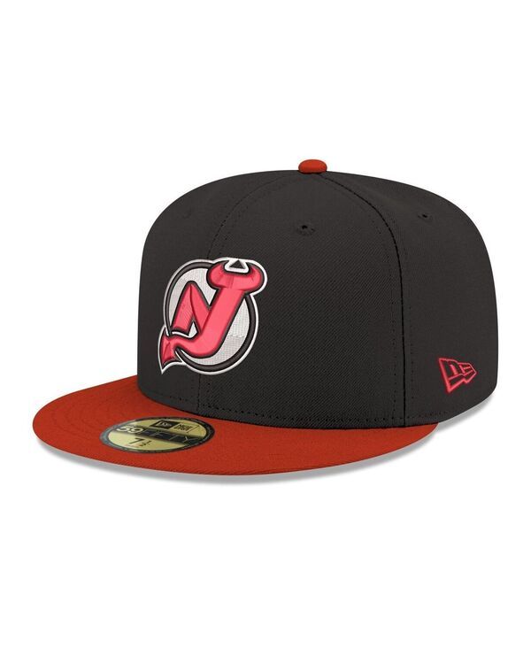 ニューエラ メンズ アクセサリー 帽子 ジャージー ロゴ New Era Mens Black New Jersey Devils Core Logo TwoTone 59FIFTY Fitted H