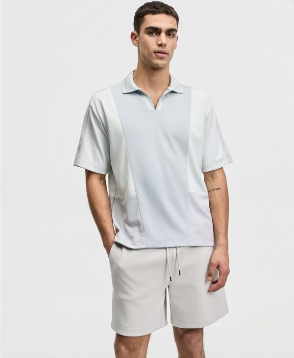 モードオブワン メンズ トップス ポロシャツ Mode of One Mens RelaxedFit Spliced Polo Shirt Frozen Ice