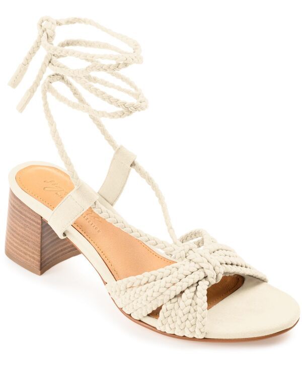 ジュルネ シグネチャー レディース シューズ サンダル ヒール Journee Signature Womens Railee Braided Block Heel Sandals Off White