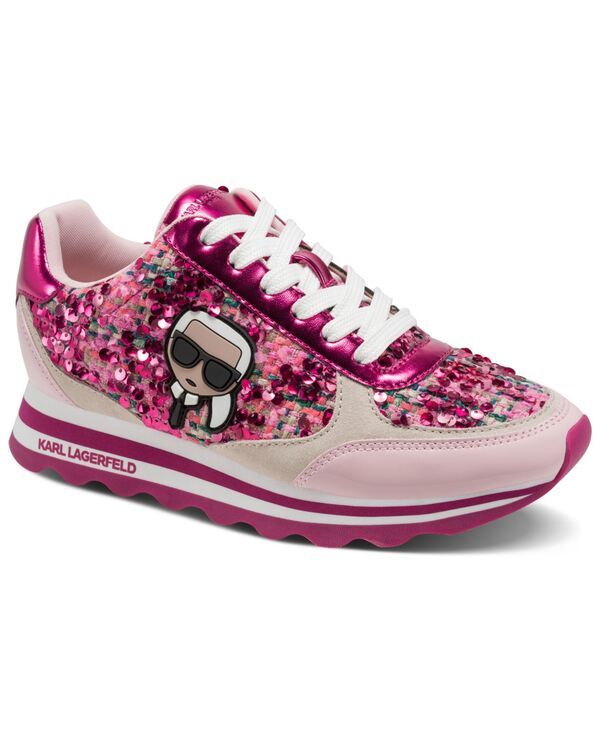 カール ラガーフェルド レディース シューズ スニーカー レース KARLAGERFELD PARIS Womens Meade LaceUp Sneakers Pink Sequin ピンク