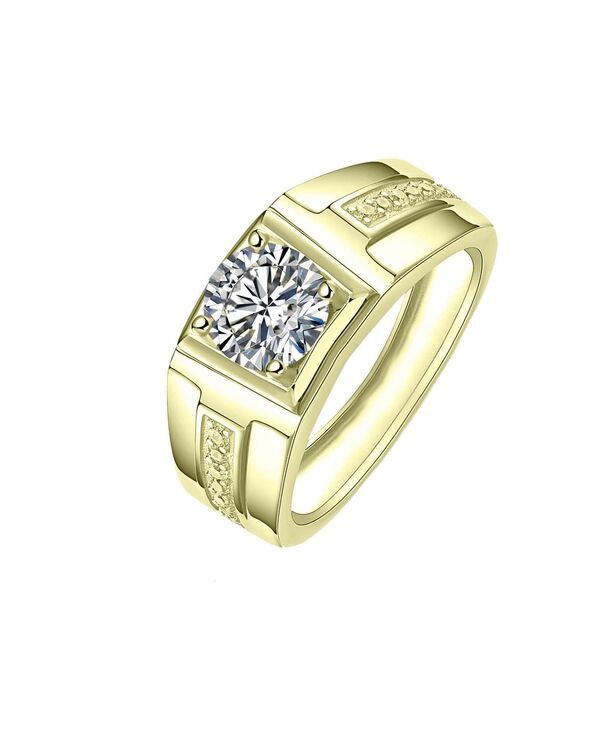 レイチェルグラウバー メンズ アクセサリー リング Rachel Glauber Modern Cubic Zirconia Square Settingeometric Band Rin gold