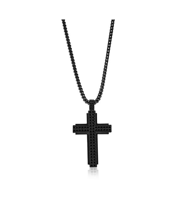 メタロ レディース アクセサリー ネックレス・チョーカー・ペンダントトップ Tシャツ レース Metallo Stainlessteel CZ Cross Necklace Black ブラック