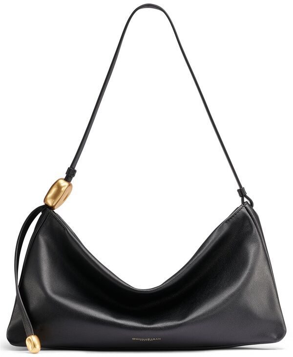 ダナ キャラン ニューヨーク レディース バッグ レザー Donna Karanew York Large Leather Shoulder Bag BlackGold ブラック