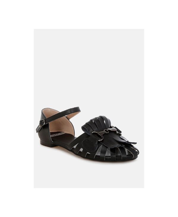ラグアンドコー レディース シューズ パンプス サンダル フリンジ Rag Co Ramita Horsebit Fringe Flat Sandals Black ブラック