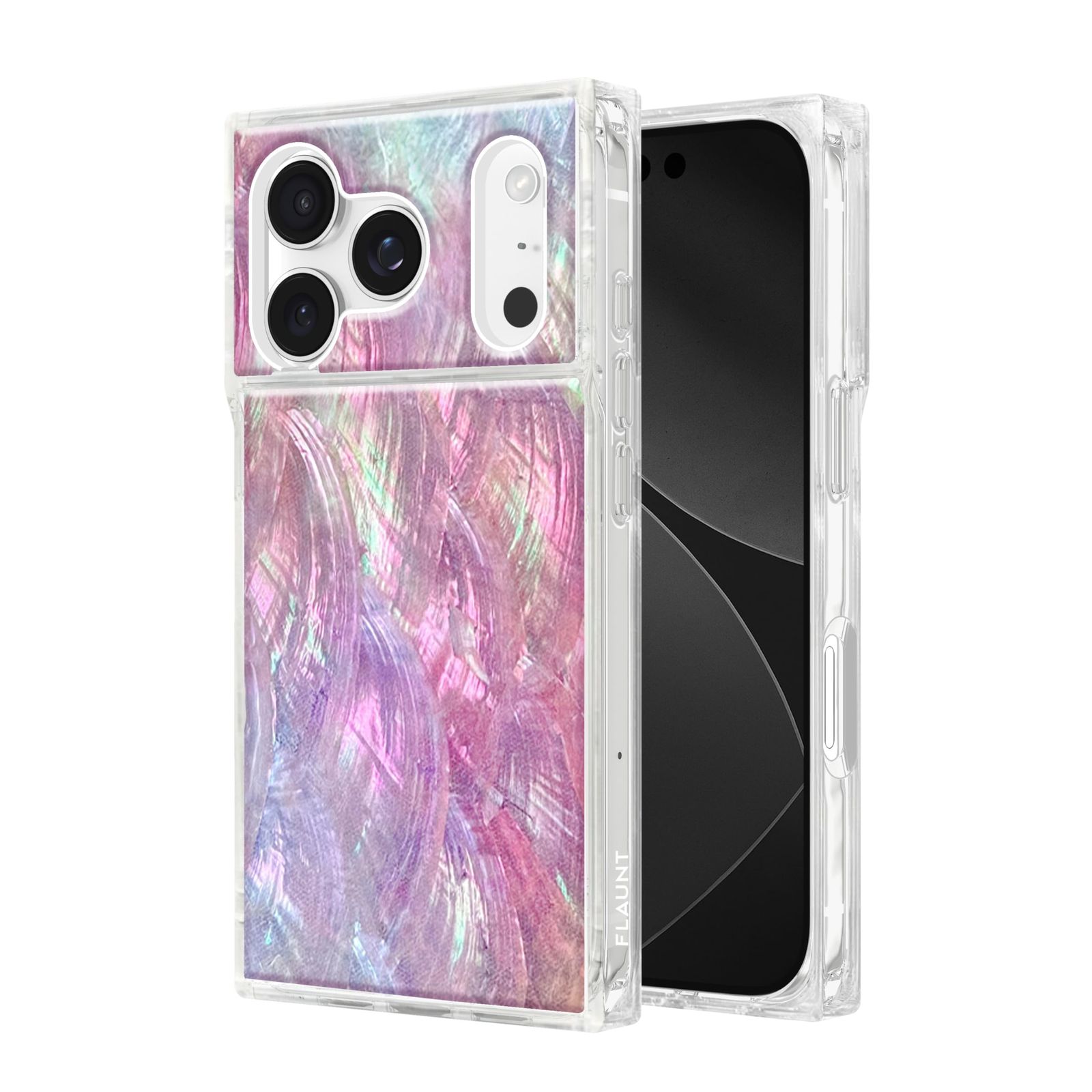 [FLAUNT] iPhone 17 Pro用 スマホケース 背面型 Square マグセーフケース 正規品 フラウント (Pink Mother of Pearl)