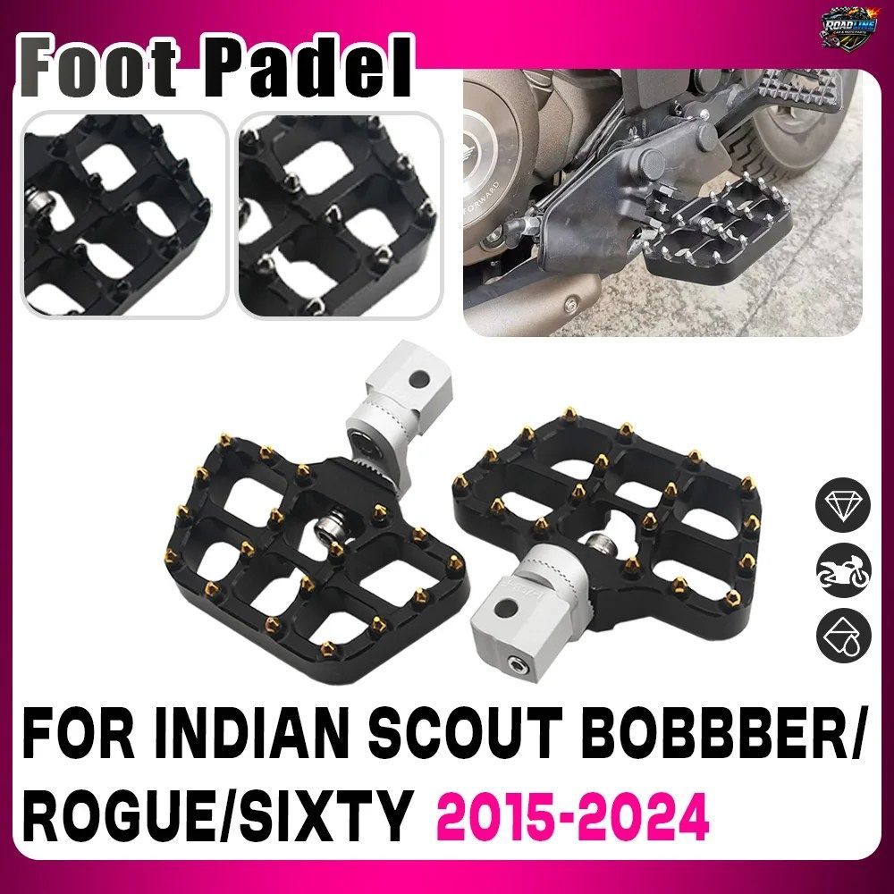INDIAN SCOUT SIXTY ROGUE TWENTY SCOUT 2015-2024 モーターサイクル用 360 調整式フロントフットレストペダルドライバー ワイドフットペグ
