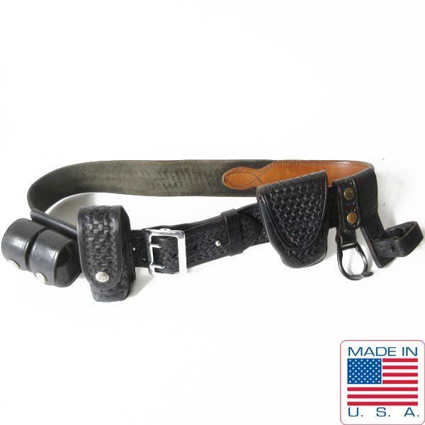 USA製 TEX SHOEMAKER&SONS バスケットウィーブ サムブラウン ベルト 黒 表記40インチ/W36～42インチ ポリスベルト D154-51-0005ZV