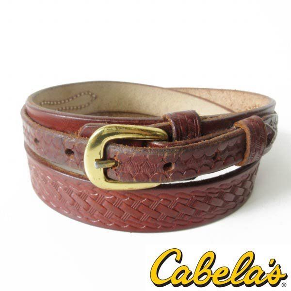 Cabela's バスケットウィーブ レザー ベルト 茶系 表記38インチ/W37～41インチ カベラス ブラウン D154-51-0007ZV