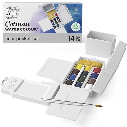 Winsor & Newton ウィンザー&ニュートン 水彩絵具 コットマン ウォーターカラー フィールドポケットセット ハーフパン 12色セッ