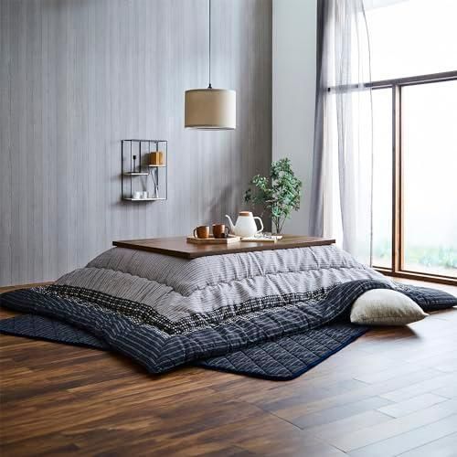 イケヒコ こたつ布団 長方形 掛敷セット ゆかり 約205×245cm ブラック しじら 厚掛け #5110330