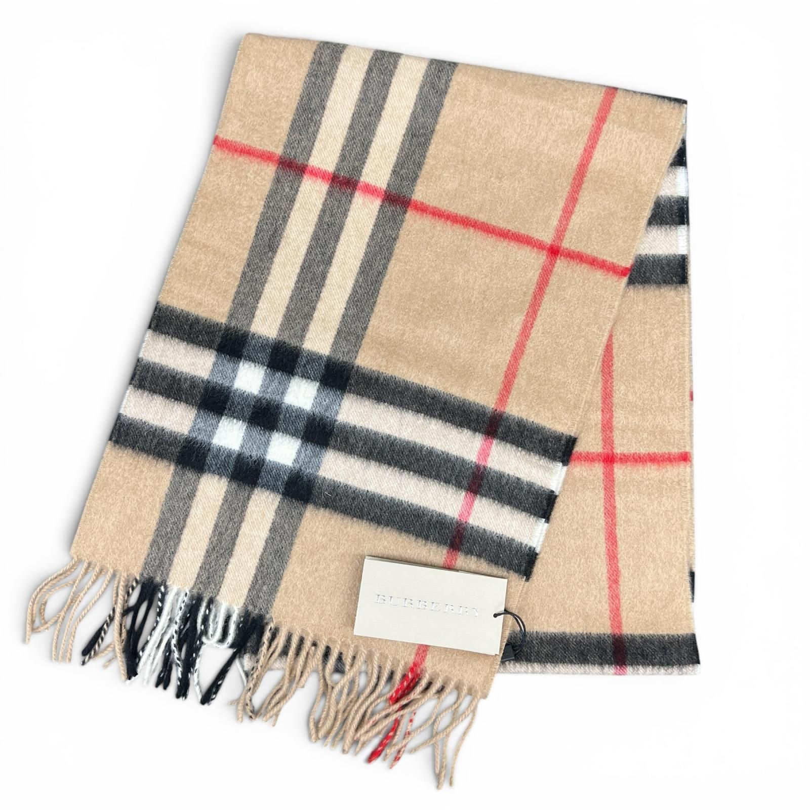 BURBERRY 展示品級 美品 バーバリー チェック カシミヤ マフラー 3201306 ブラウン マルチカラー ストール 箱・紙タグ付属 プレゼント ギフト SAランク 中古 鑑定済 バーバリーマフラー