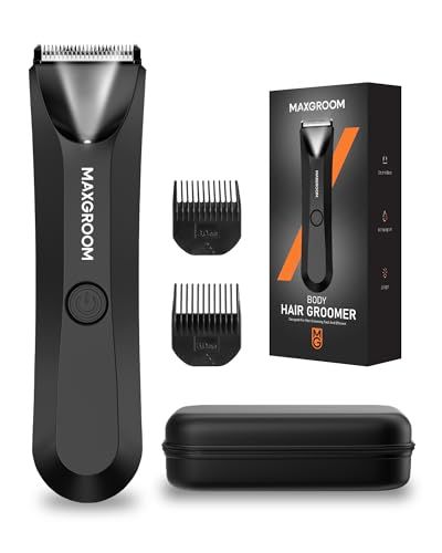 MAXGROOM ボディシェーバー メンズ ヒゲトリマー 電動 シェーバー 電気 ボディートリマー VIOシェーバー 男性用 全身対応 ヒゲ剃り ヒゲ造型 バリガン 3mm/6mmコーム付き 顔・脇・全身・指のムダ毛処理 産毛・うぶげ ムダ毛 脇毛 体毛 It