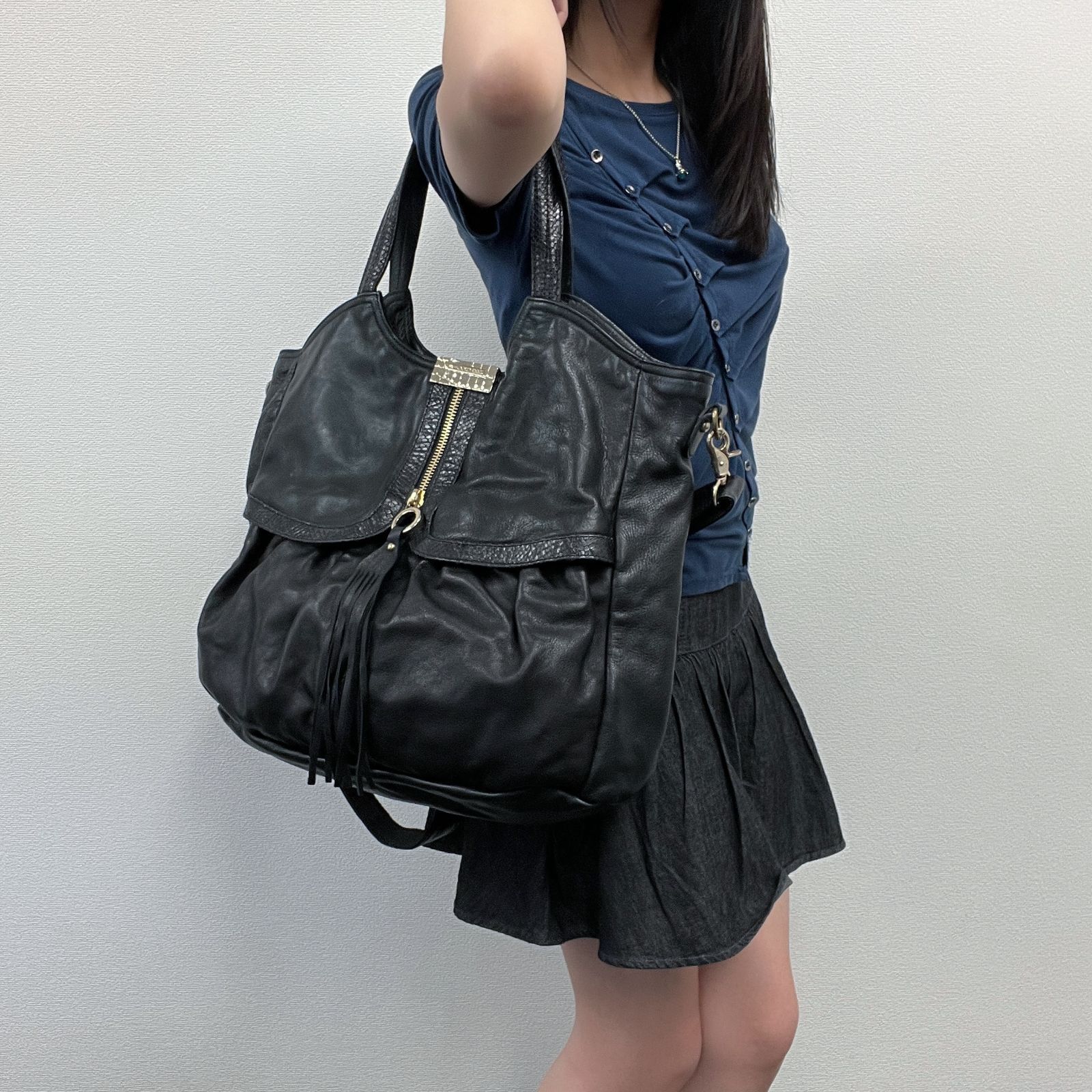 中古】Jimmy Choo ジミー チュウ フリンジ 2WAY ショルダーバッグ