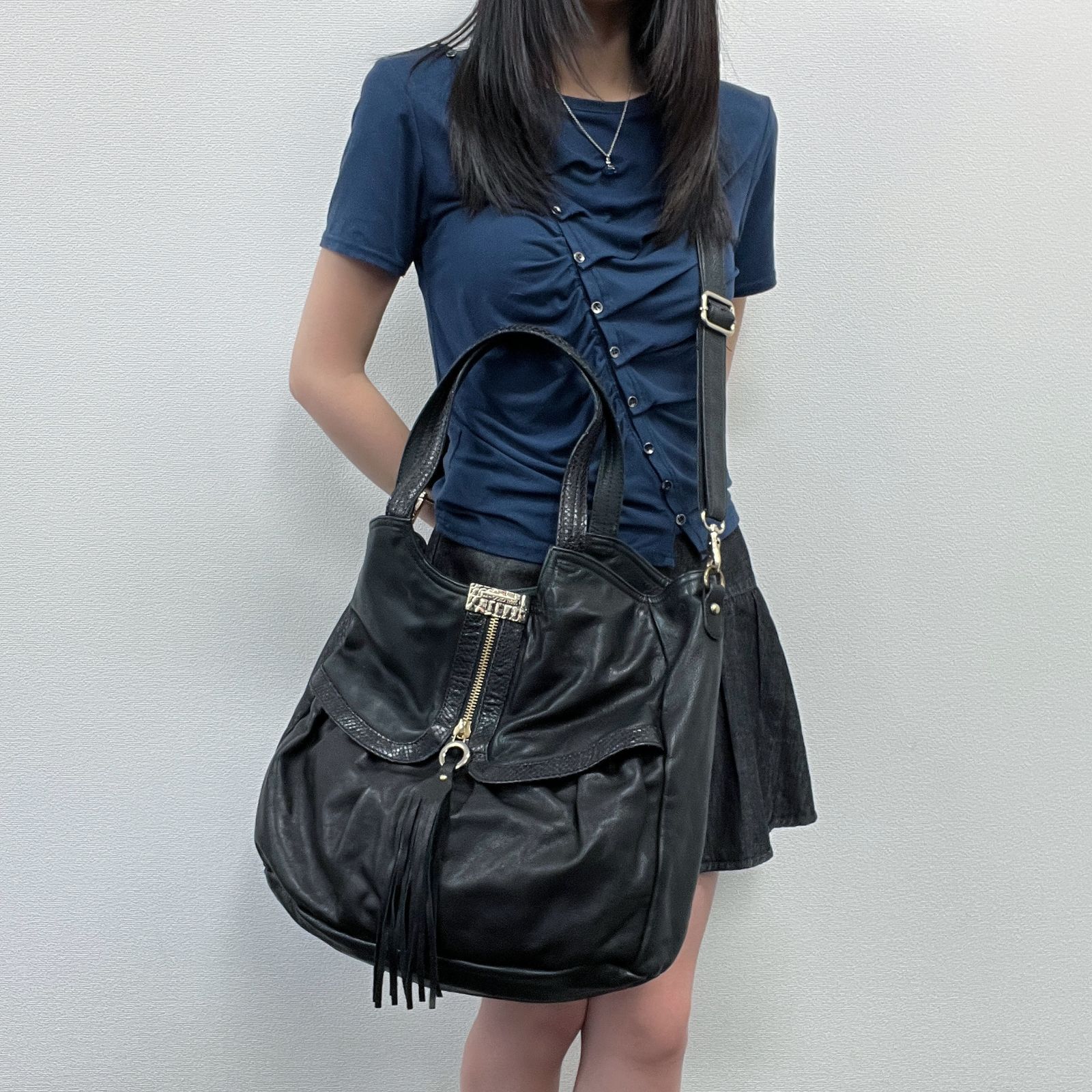 中古】Jimmy Choo ジミー チュウ フリンジ 2WAY ショルダーバッグ