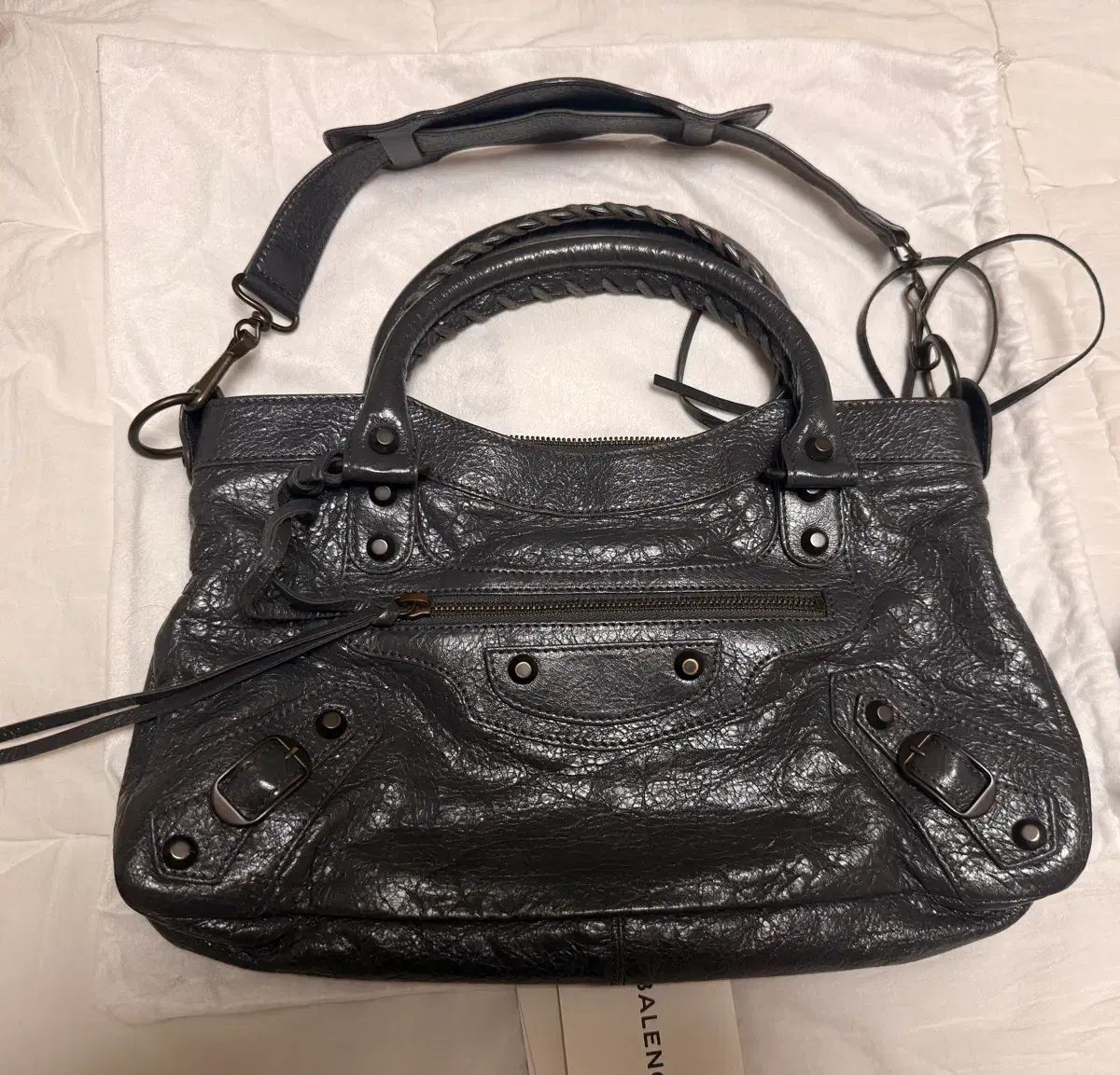 正規品 バレンシアガ モーターバッグ ダークグレー