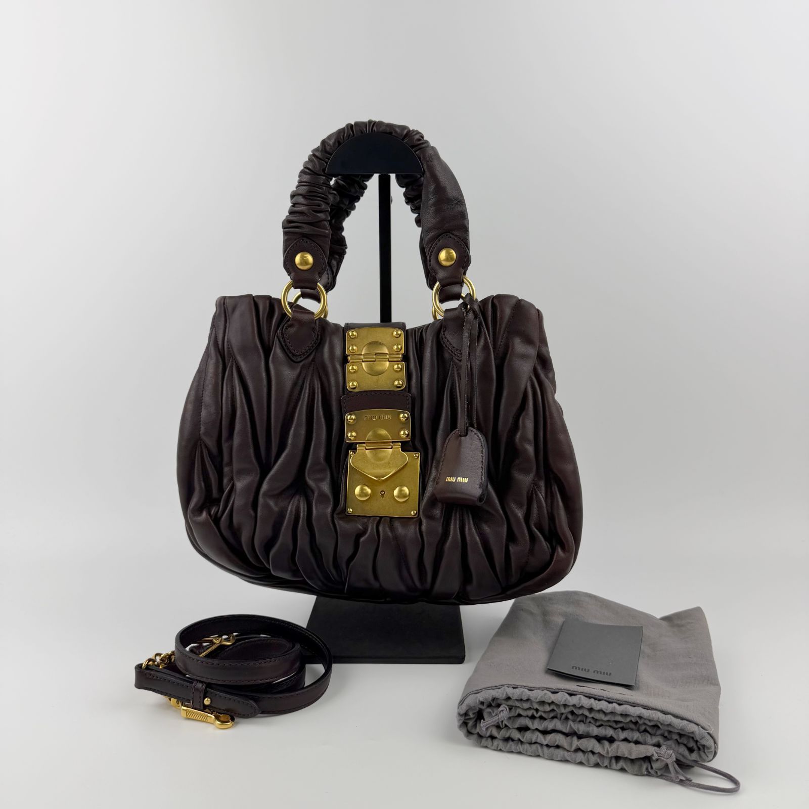 中古】MIU MIU ミュウミュウ マテラッセ ギャザー 2WAY ハンドバッグ