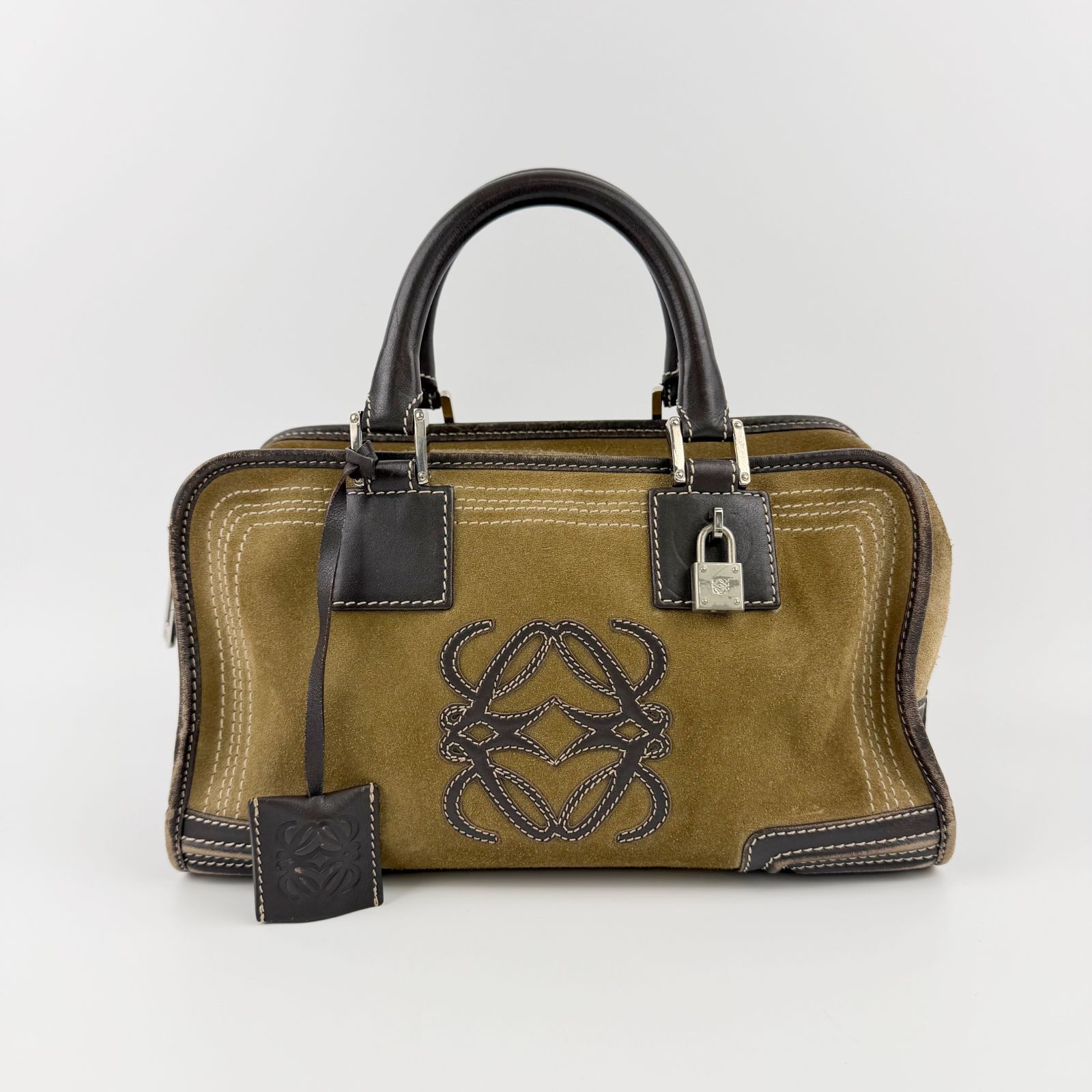 中古】LOEWE ロエベ アマソナ アナグラム ハンドバッグ スエード