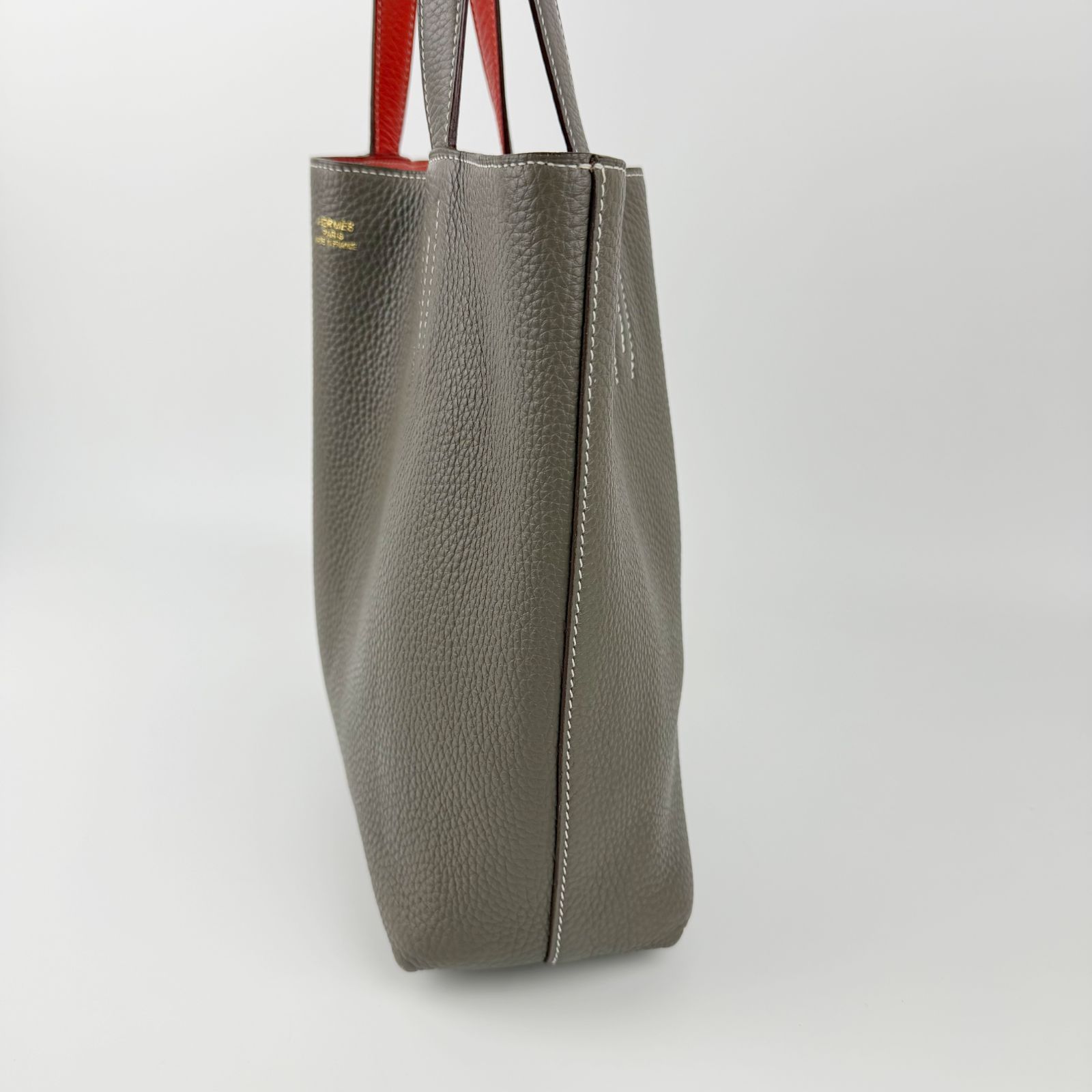 中古】Hermes エルメス ドゥブルセンス28 トートバッグ レザー グレー