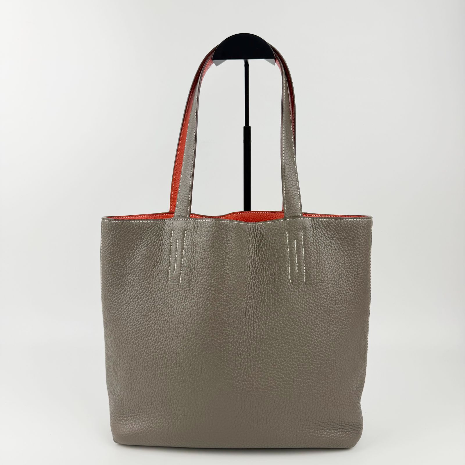 HERMES グレー トートバッグ　ドゥブルセンス 中古】Hermes エルメス ドゥブルセンス28 トートバッグ レザー グレー