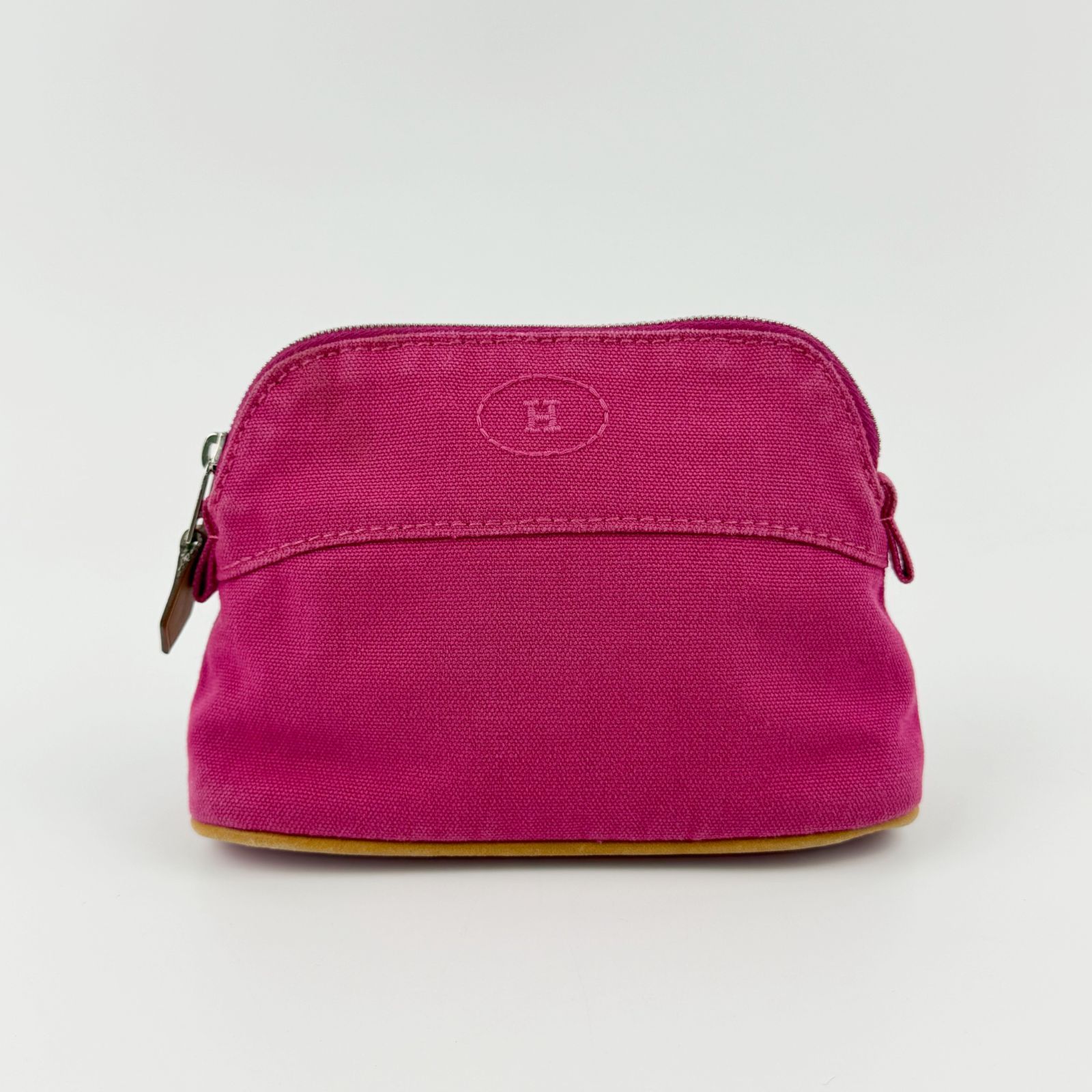 【中古】Hermes エルメス ボリードポーチ Hロゴ ポーチ キャンバス ピンク ヴィンテージ レディース HIBUOCHI VINTAGE hboc260615a23