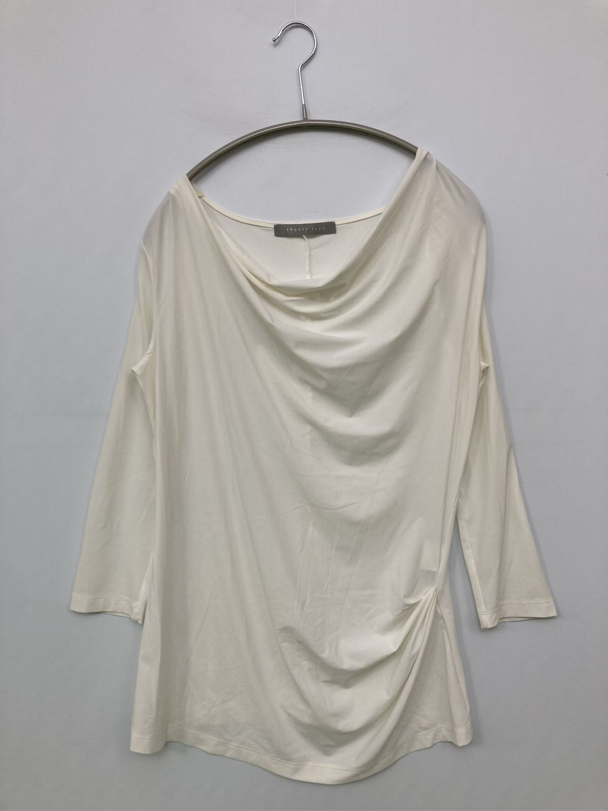 theory luxe Tシャツ/カットソー 038 ホワイト 無地 ミドル丈 長袖 Uネック レディース