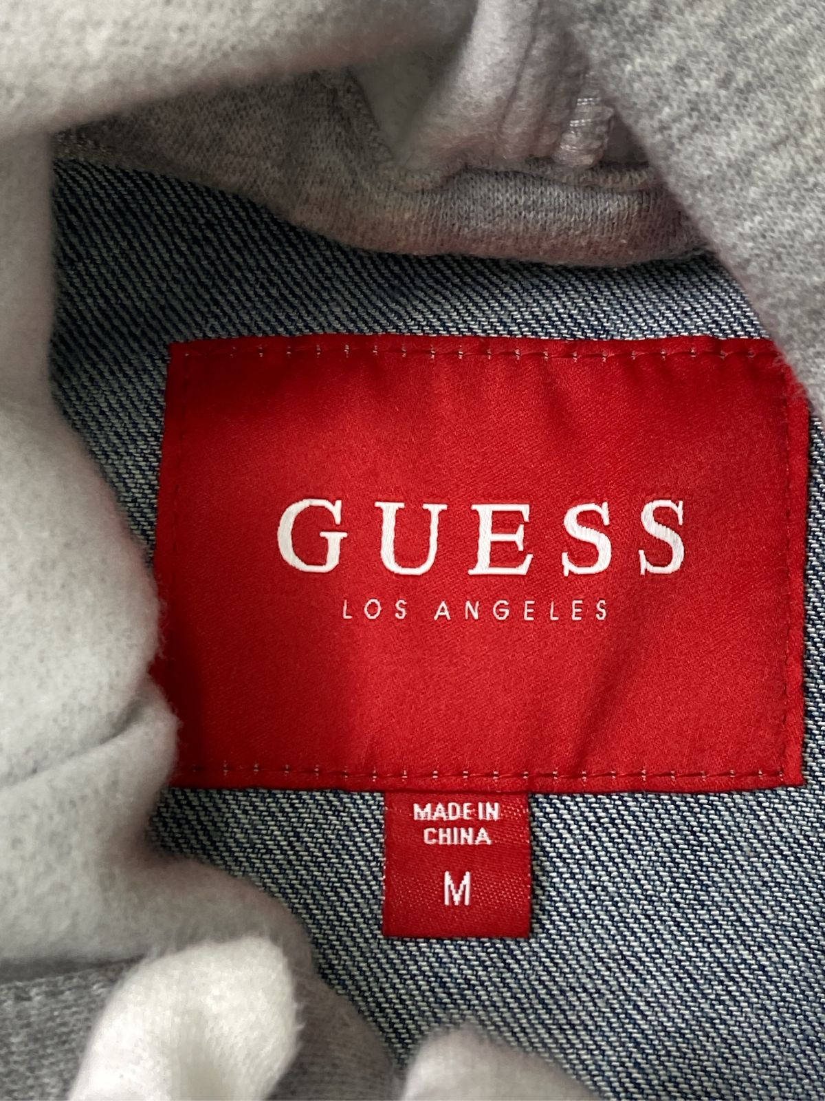 GUESS ゲス デニムジャケット M ネイビー 無地 フードあり ボタン留め 