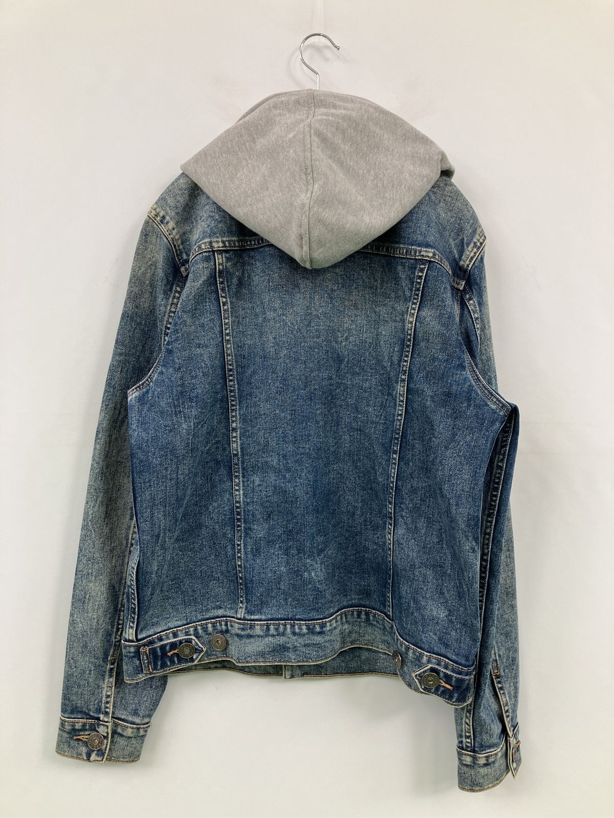 GUESS ゲス デニムジャケット M ネイビー 無地 フードあり ボタン留め 
