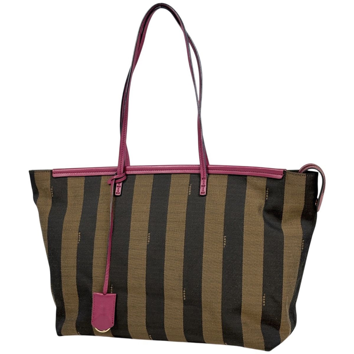 フェンディ FENDI ペカン柄 トートバッグ キャンバス ブラウン 8BH185 レディース 【中古】