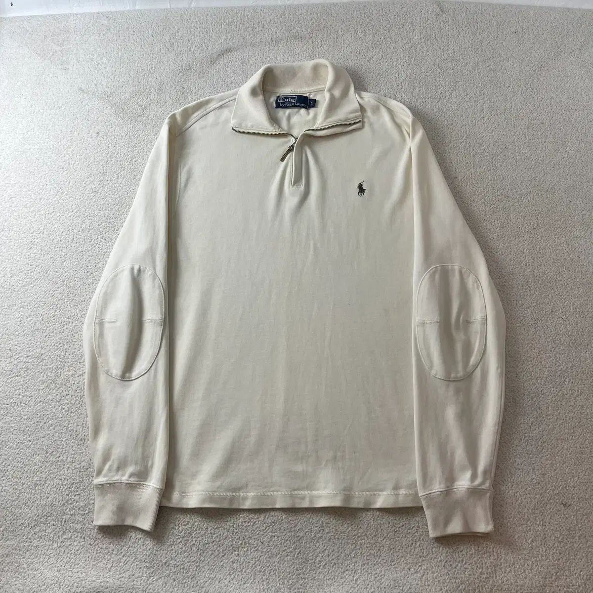 100 ポロ ラルフ ローレン アイボリー ハーフジップ ロングスリーブ Tシャツ