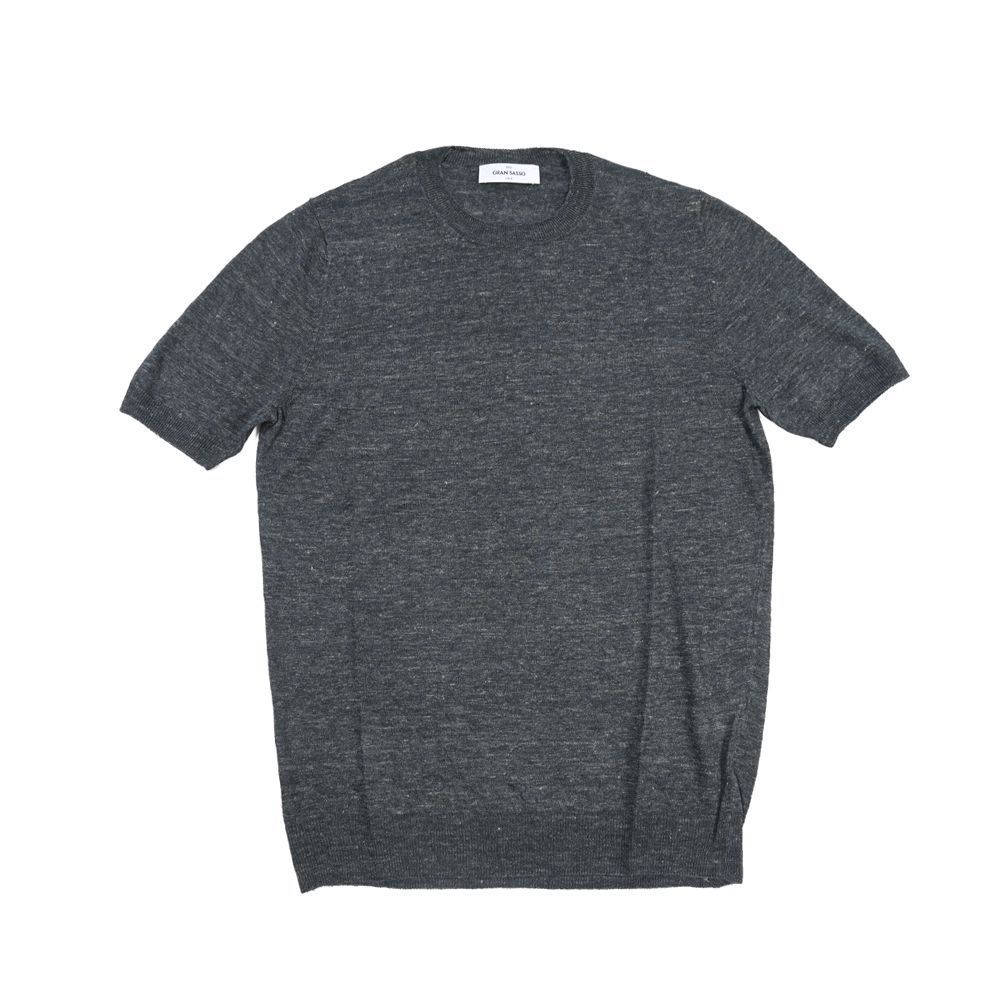 GRAN SASSO グランサッソ / ニットTシャツ サマーセーター クルーネック ハイゲージ 半袖 春夏 メンズ リネン 100% 9色展開 イタリア製 440331