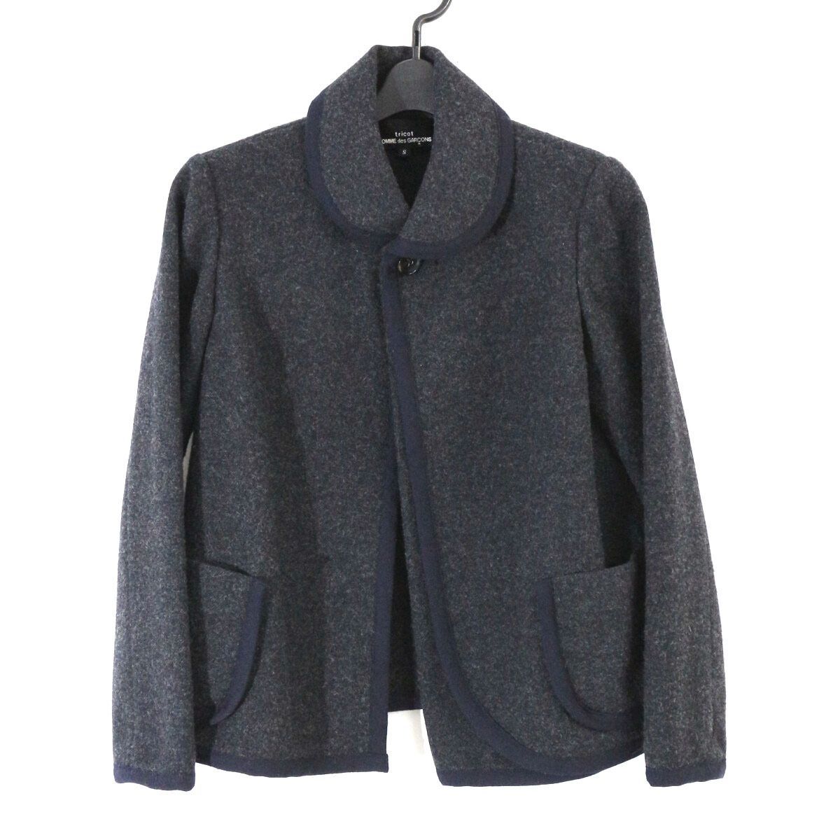 tricot COMME des GARCONS トリココムデギャルソン 2000AW ウールフランネルトリミングラウンドカラージャケット S AD2000 TJ-07014S