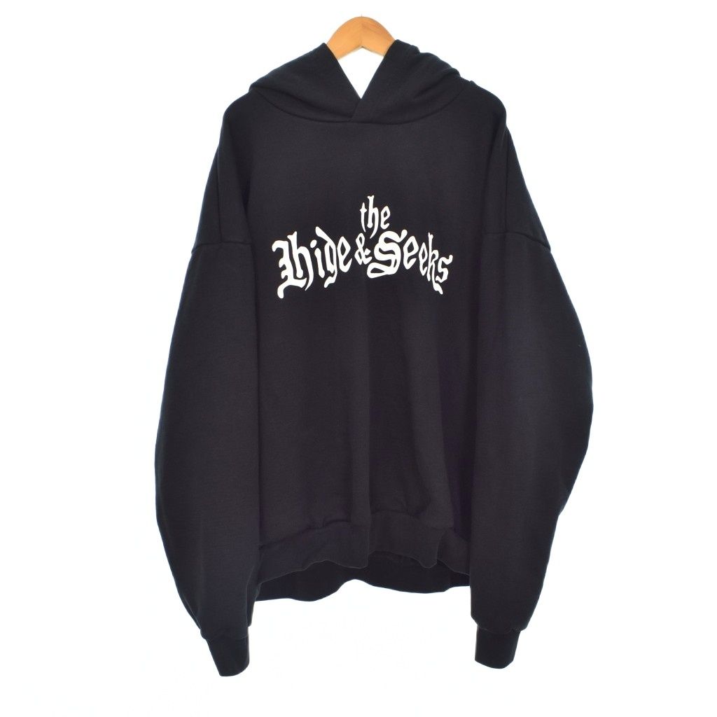 ハイドアンドシーク HIDE and SEEK Toru Nishiura The H&S Hooded Sweat Shirt プルオーバー パーカー フーディー プリント ロゴ XL 黒 ブラック H30th-010226