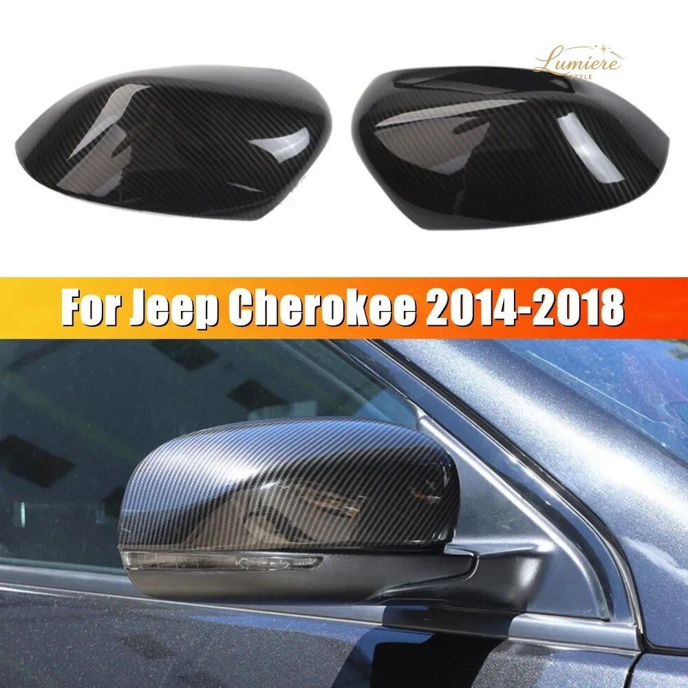 ジープ チェロキー 2014-2018 コンパス 2017-2019 ABS製 車用サイドミラーカバー ウィングキャップ 外装ドアトリム 粘着ステッカー
