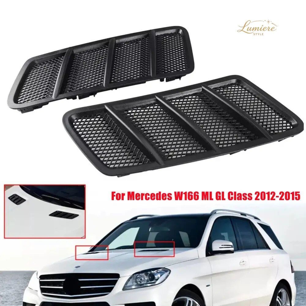 メルセデス W166 ML GL クラス 2012-2015 1668800105 1668800205 車用フロントフードベントグリルボンネットグリルカバー 2個セット