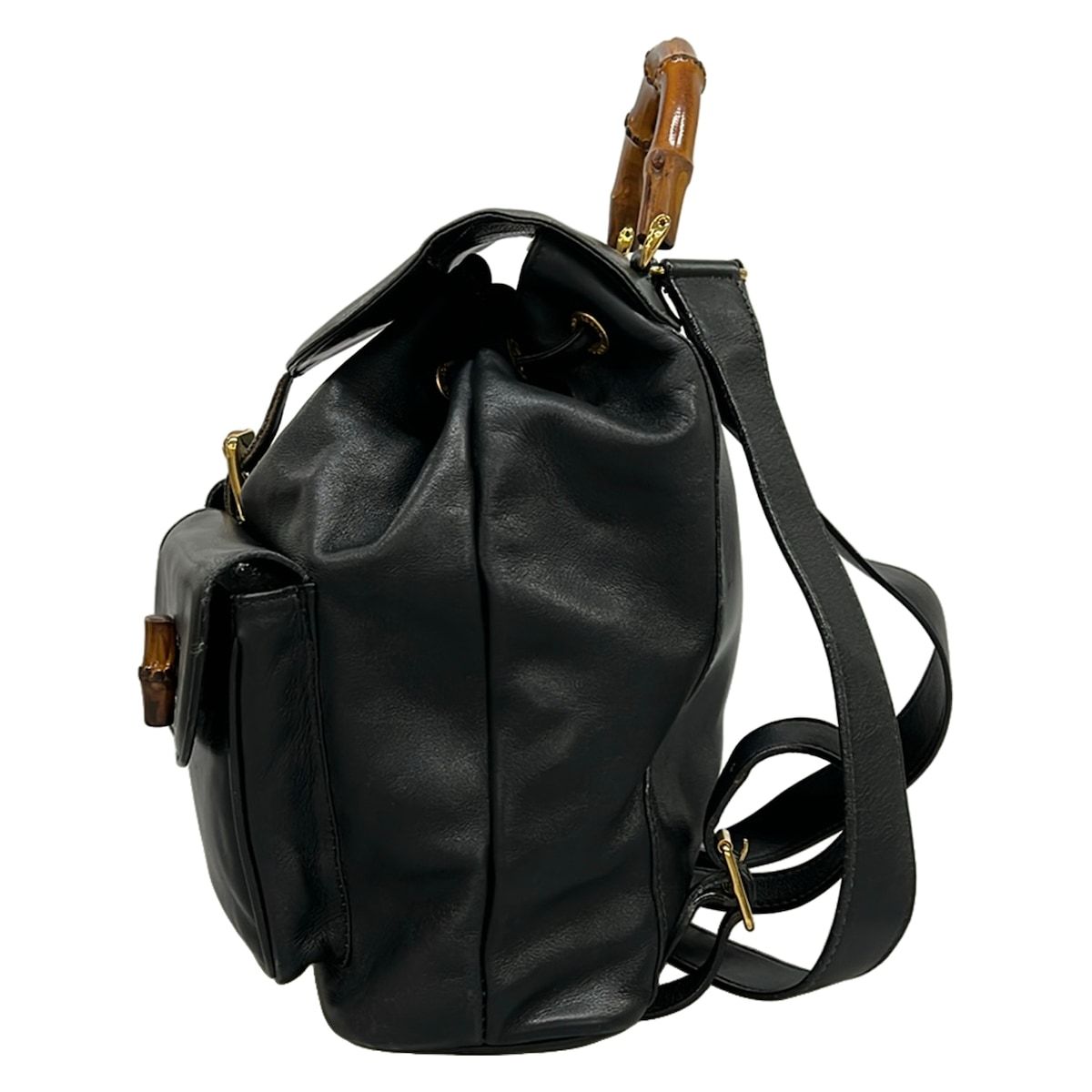 美品 GUCCI グッチ オールレザー マルチポケット リュックサック バッグ GUCCI(グッチ) リュックサック バンブー 0031998 黒 レザー - メルカリ