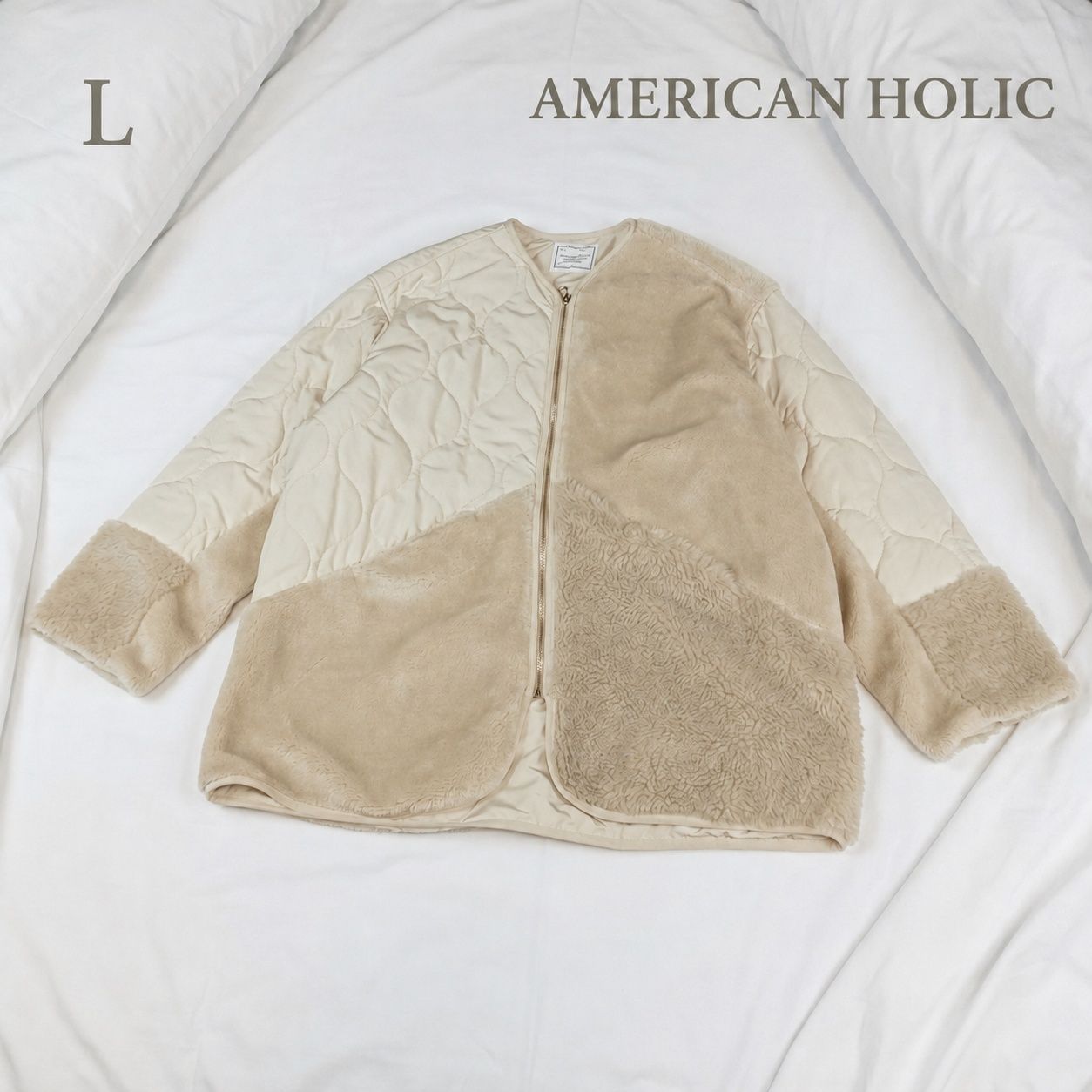 タグ付き新品 AMERICAN HOLIC キルポカボアMixキルティングコート L 