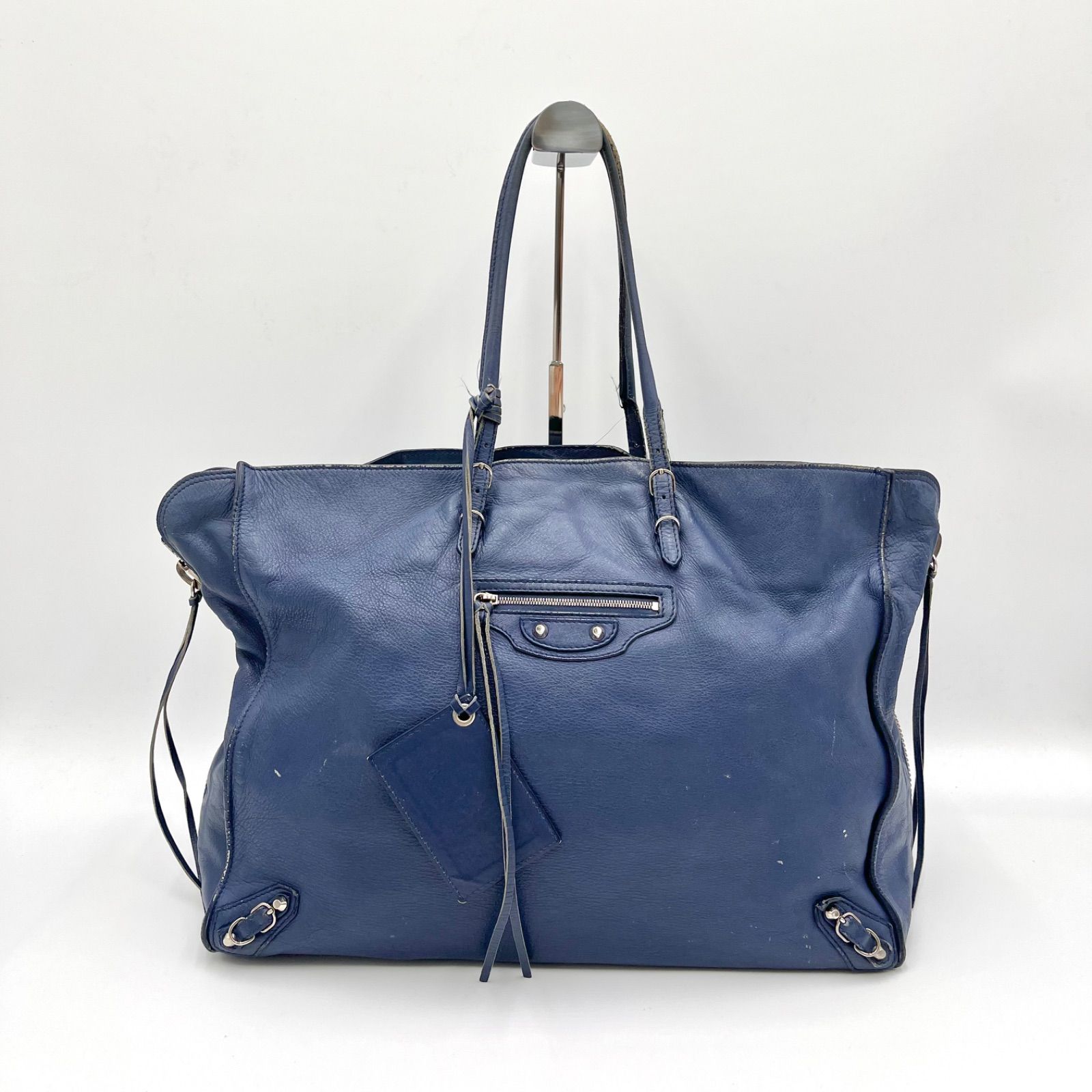 BALENCIAGA バレンシアガ ザ ペーパー レザー トートバッグ ブルー 357331