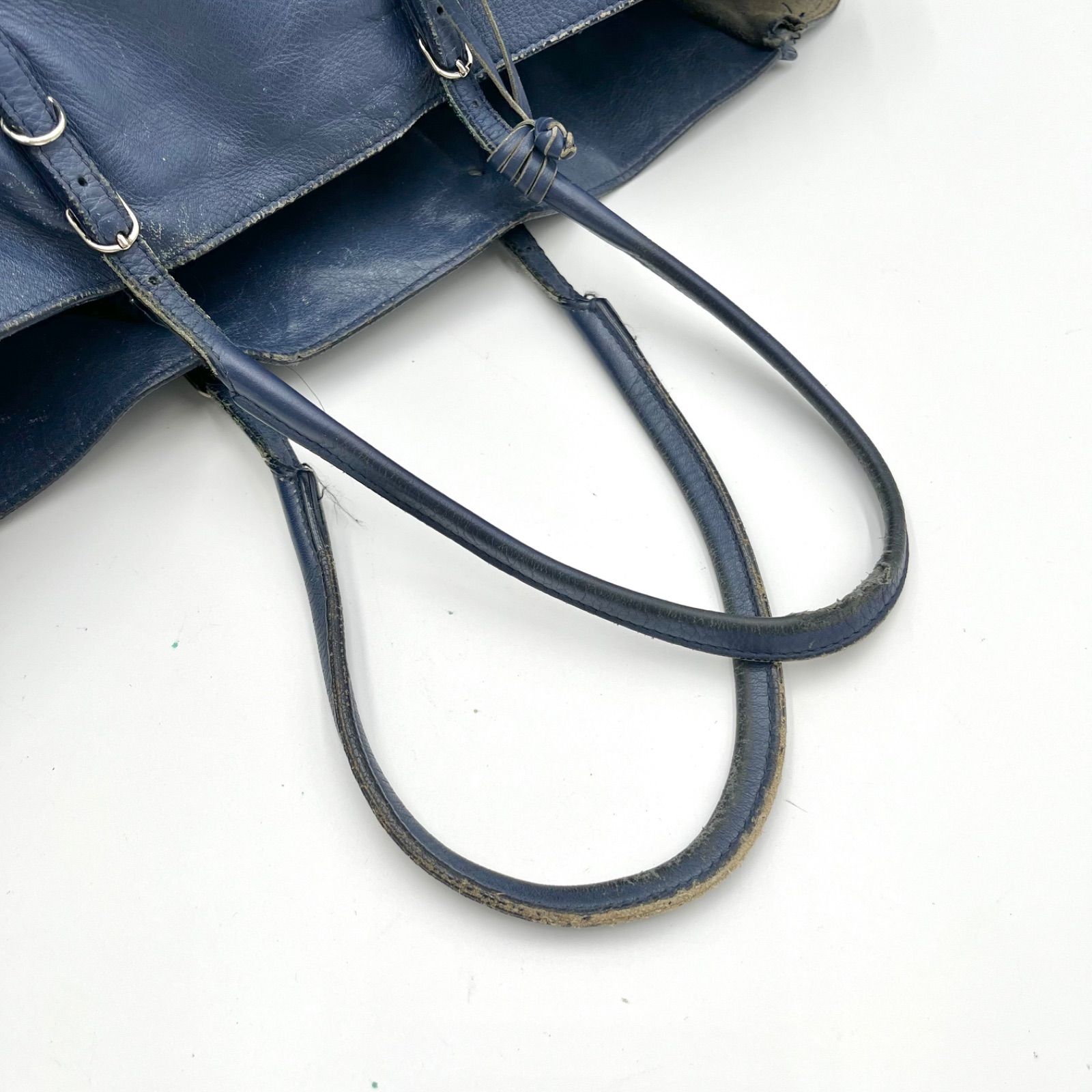 BALENCIAGA バレンシアガ ザ ペーパー レザー トートバッグ ブルー 