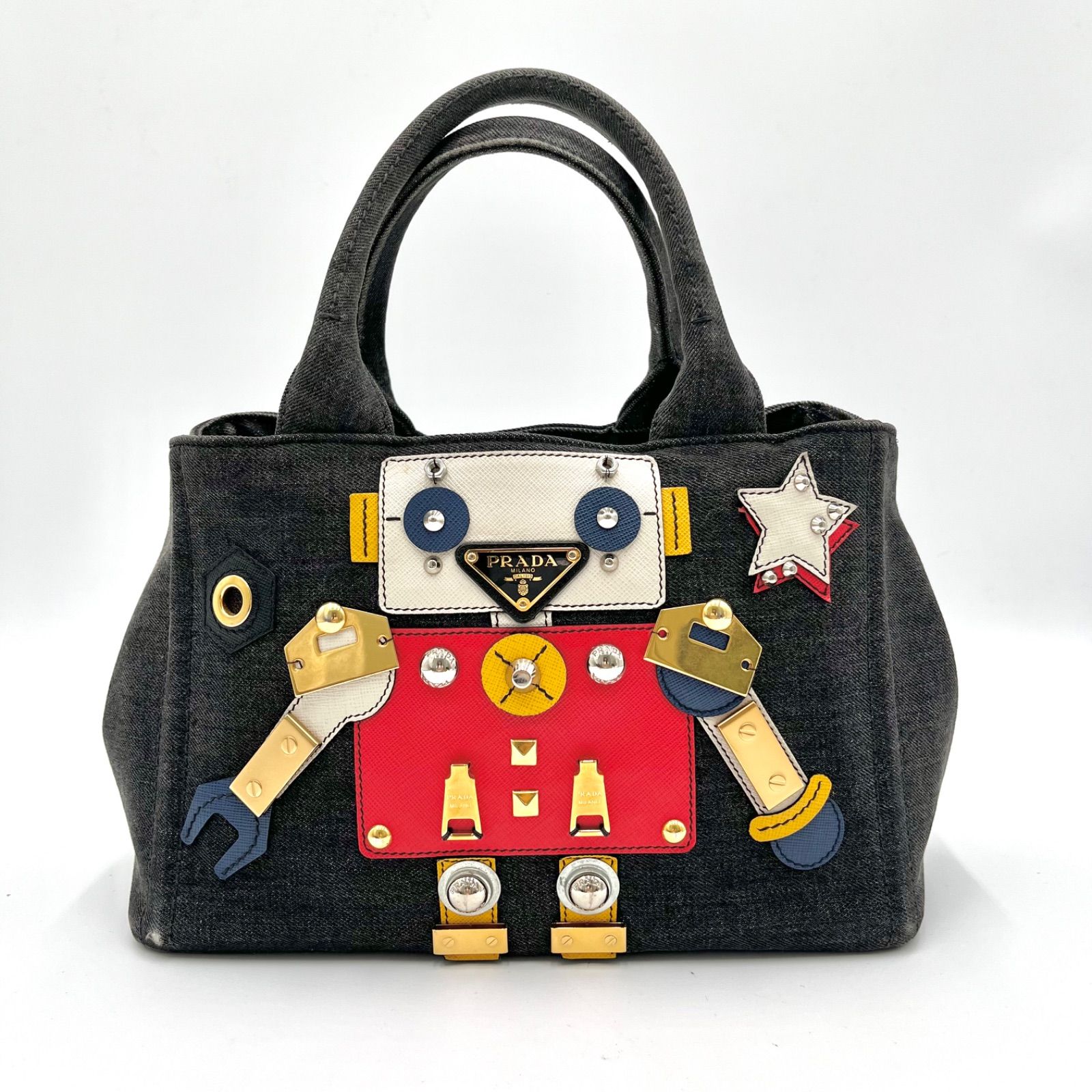 PRADA プラダ カナパ ロボット デニム 2way トートバッグ ショルダー 