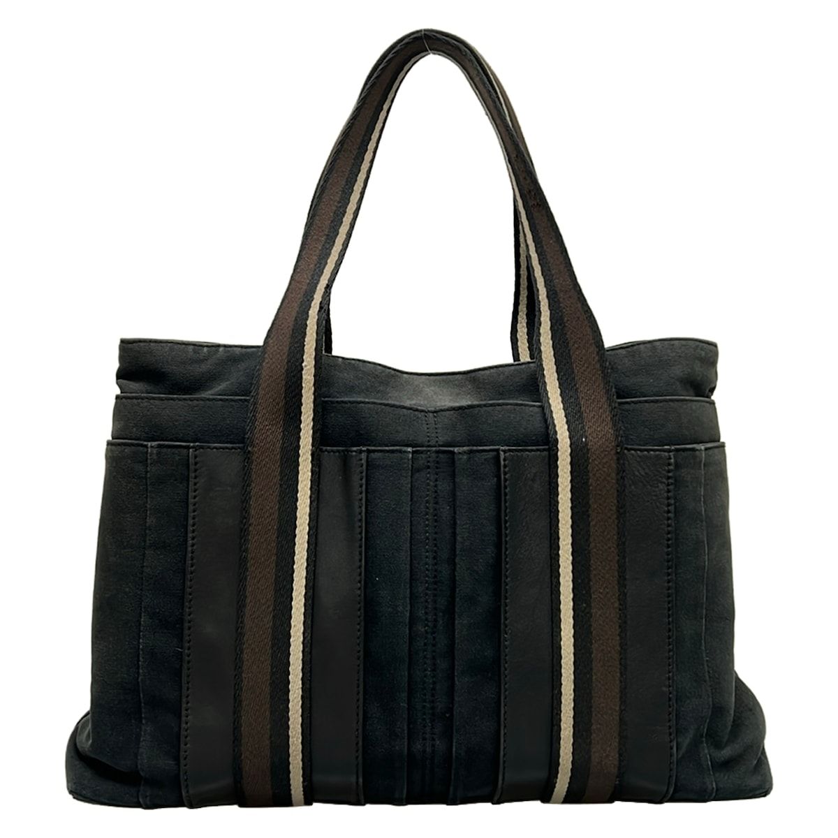 HERMES(エルメス) トートバッグ トロカホリゾンタル トートMM 黒×ダークブラウン×アイボリー レザー