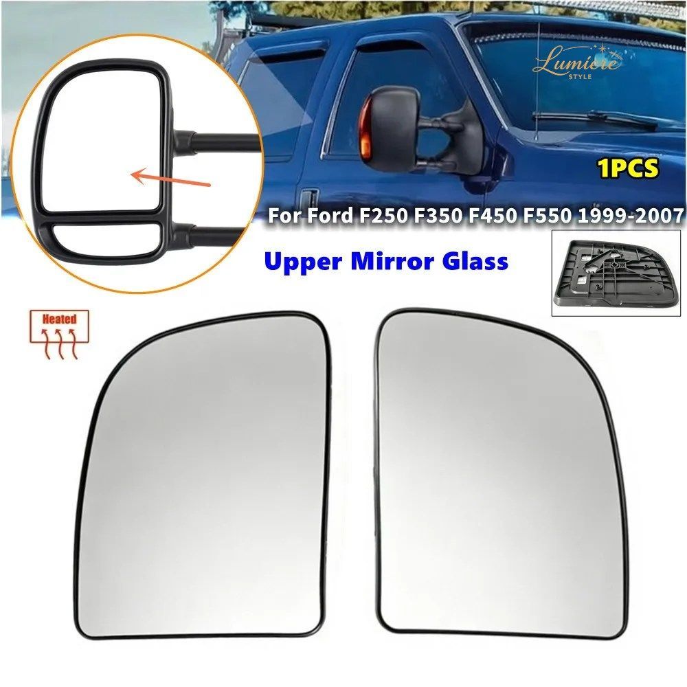 FORD F250 F350 F450 F550 1999-2007 1個 アウターサイドウィングアッパー牽引ミラーガラスリフレクターレンズ車 ヒーター付き